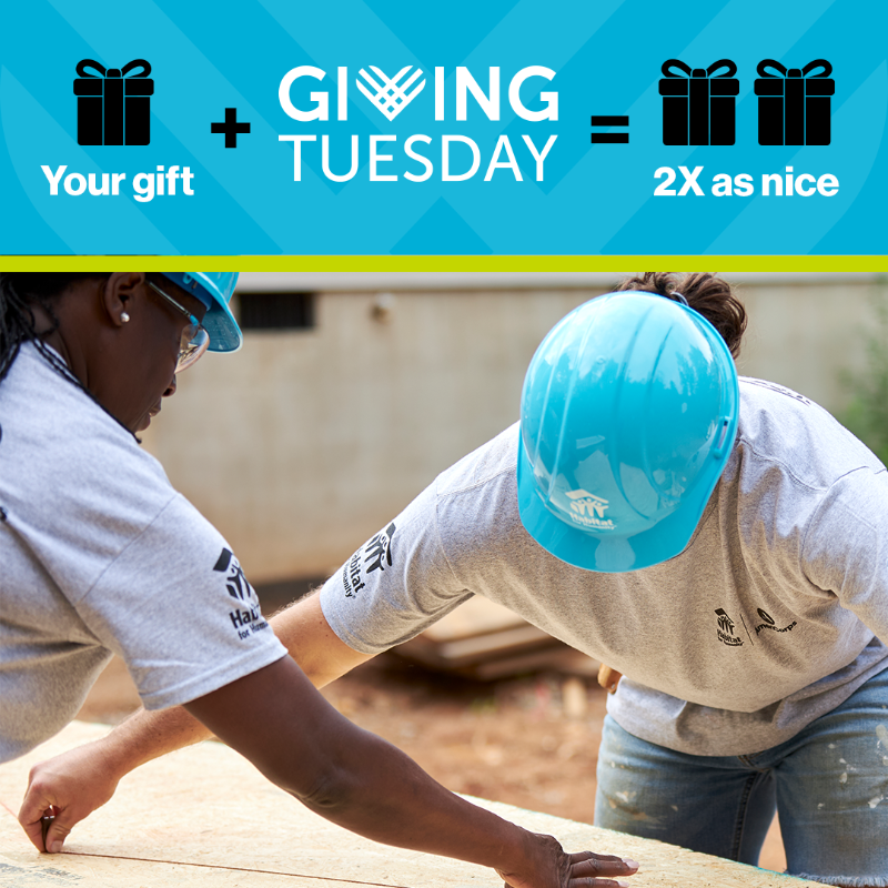 Habitat_org's tweet photo. Tomorrow is #GivingTuesday, the global day of giving. Donate through the link below and your gift will be matched, making twice the impact.