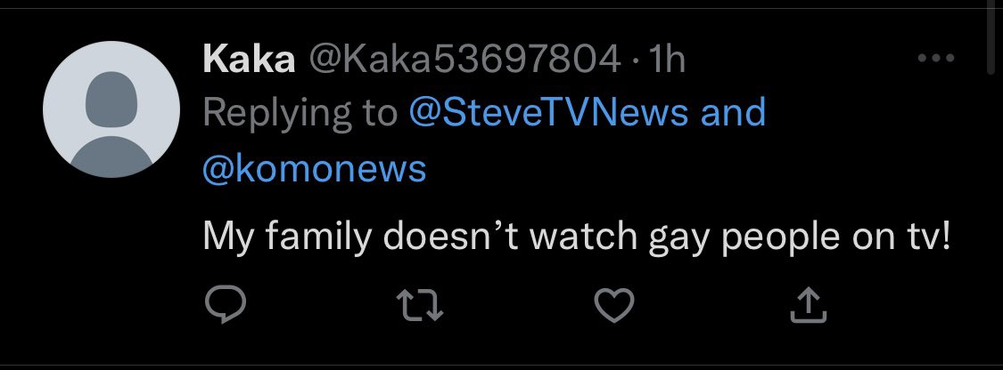 SteveTVNews's tweet photo. Sorry to hear that. There are many of us! And I'm very proud to be part of the LGBTQ+ community. 🏳️‍🌈

(I should note: There are LGBTQ+ people on every news station in the Seattle market.)

Hope you have a great day! https://t.co/py3r2ZBHgb