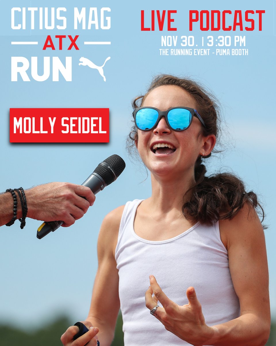 🚨 LIVE PODCAST IN AUSTIN, TX THIS WEEK! 🚨

On Wednesday at <a href="/therunningevent/">The Running Event</a>, <a href="/ByGollyMolly12/">Molly Seidel</a> at the <a href="/PUMARunning/">PUMA Running</a> booth.

We always love talking with Molly so come on by and join us for the last LIVE CITIUS MAG Podcast recording of 2022‼️.