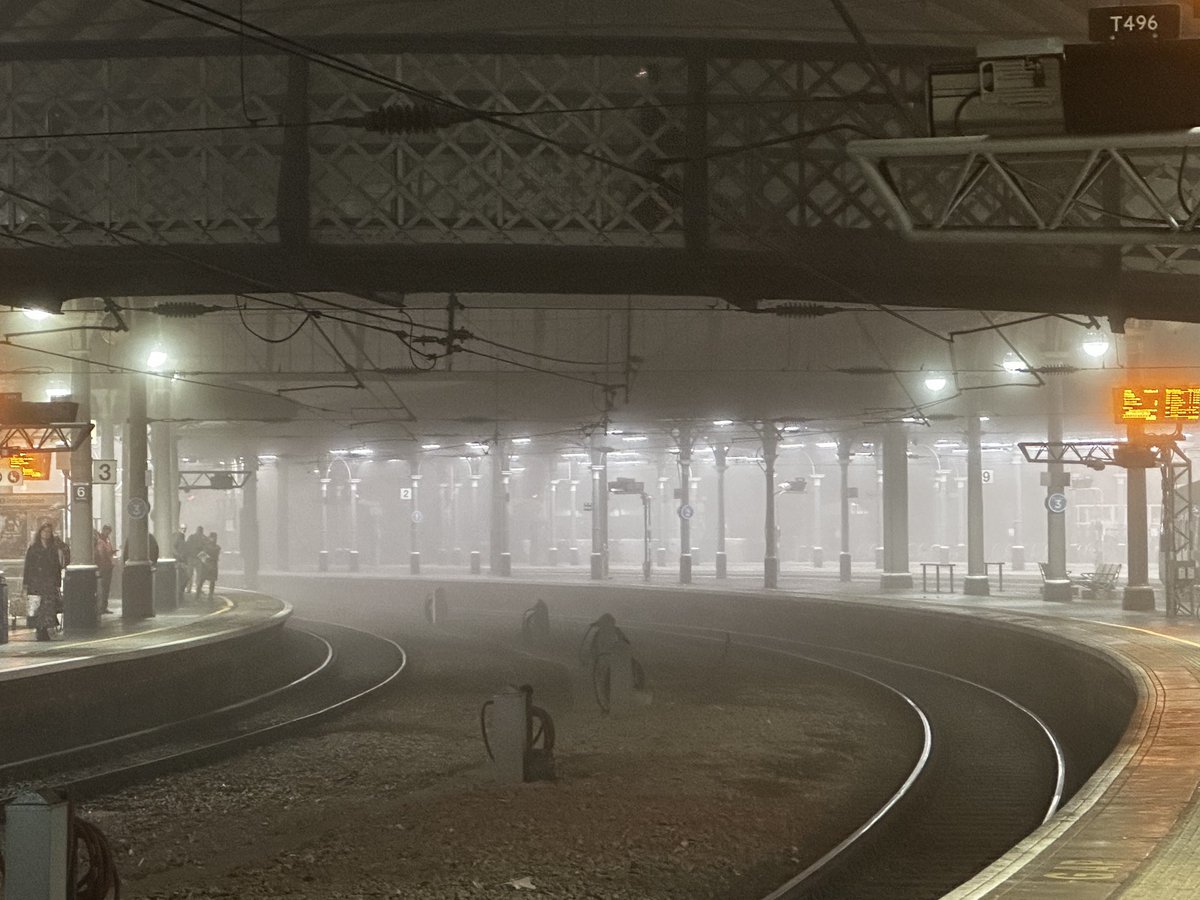 The fog is so thick over Newcastle railway station you’d think St Cuthbert had summoned it to put off the Luftwaffe