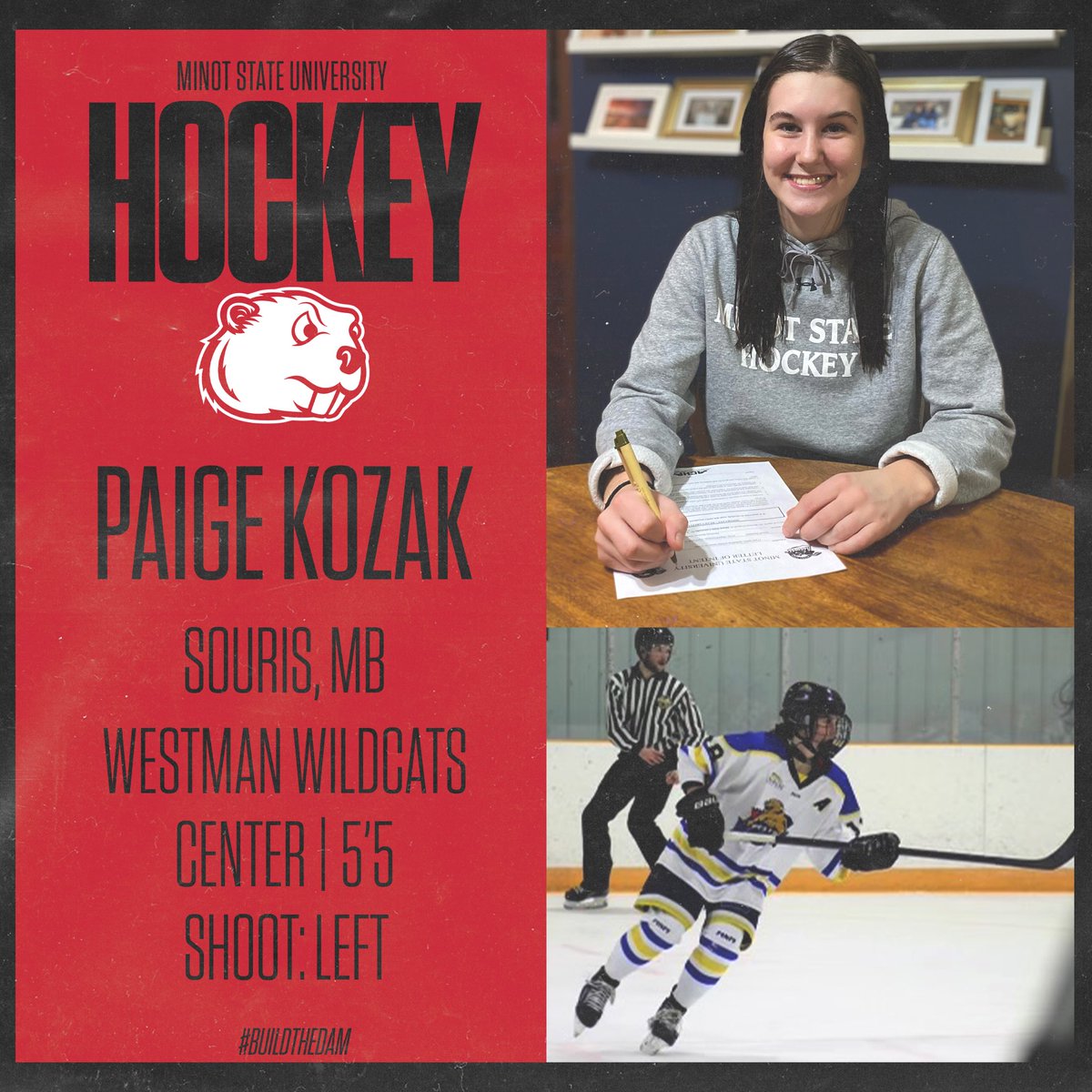 MSUBeaversWHKY's tweet photo. 🖊 Committed! 🖊

MSU Beavers Women’s Hockey is proud to announce the commitment of Forward, Paige Kozak! A product of Souris, MB, Paige will join the program for the 2023/2024 season following her time with @westmanAAA! Welcome to Minot State!

#BuildTheDam https://t.co/5zykT3vjw1