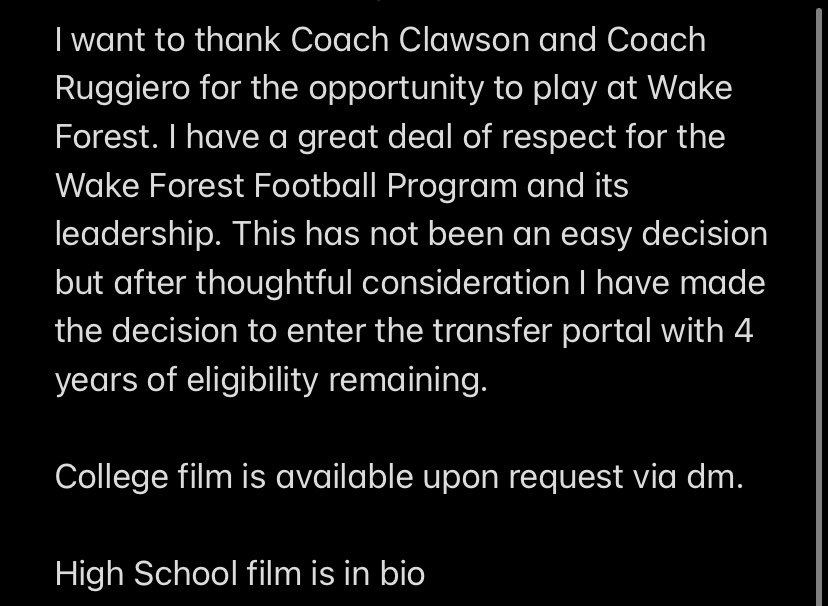 Thank you Wake Forest.