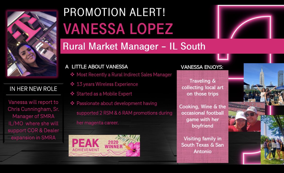 Hey @TMobile!! We’re GROWING again in #ILMO!!! Please join me in congratulating @SenoritaVLo on her recent promotion to RMM supporting S Illinois!! Big things coming from this market!! #SMRA #Growth @pedrobyers1 @JohnStevens_ @ChartierDoug @JonFreier