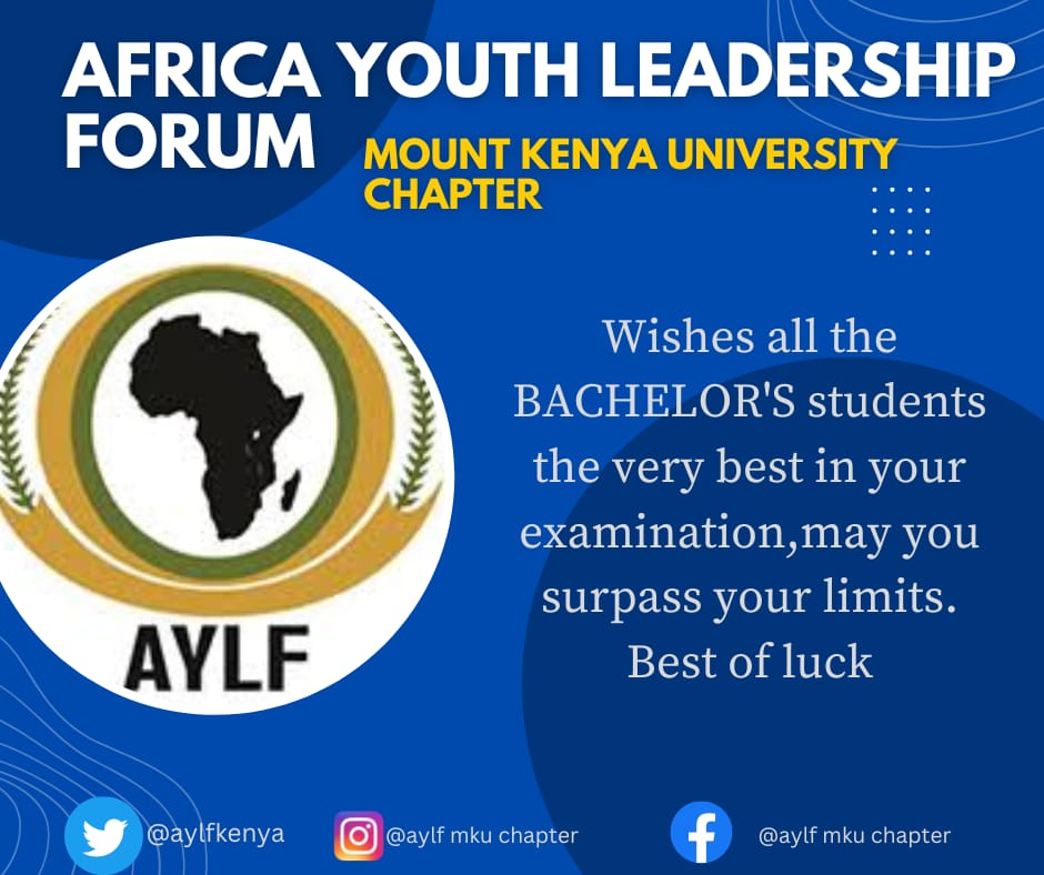 Wishing all Bachelor students success in their September December exams
<a href="/ucesco_mkuclub/">UCESCO VOLUNTEERS CLUB</a> <a href="/MweniHon/">HON.JOSEPH MWENI OBWOGE</a> <a href="/RUTHMBU38447201/">RUTH MBURU</a> <a href="/kimani_sir/">Sir Kimani Peter</a> <a href="/KoechScholar/">Scholar Koech</a> @AlexOmondi0 <a href="/RukiaAhmed101/">Rukia Ahmed(The hummingbird)</a> <a href="/nyawa_john/">John Nyawa</a>