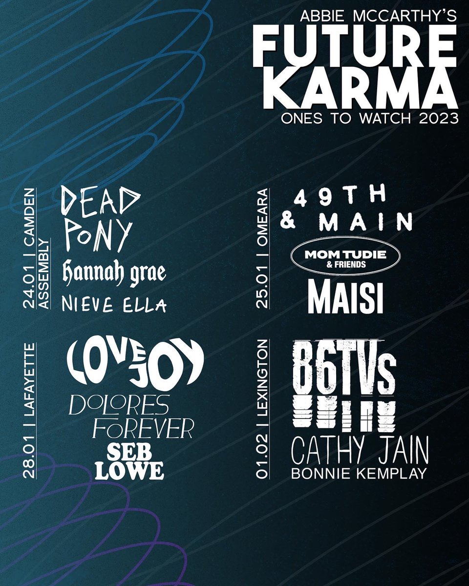 Here we go then!! 

🌐 🄵🅄🅃🅄🅁🄴 🄺🄰🅁🄼🄰 🌐

Starting off next year with some mega <a href="/goodkarma_club/">Good Karma Club</a> shows featuring my ones to watch in 2023 🔥

Tickets on sale tomorrow, 10am!! 
gigst.rs/AMFKCLaf