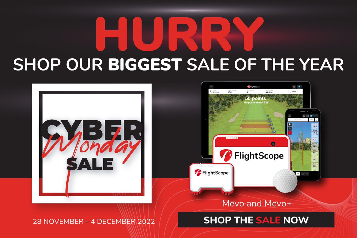 FlightScopeGolf's tweet image. 🚨Our best sale continues for Cyber Monday🚨

Check out our shop for the biggest savings of the year ⛳️
 
#flightscopemevoplus #flightscopemevo #flightscopepropackage #performancedatayoucantrust #cybermonday