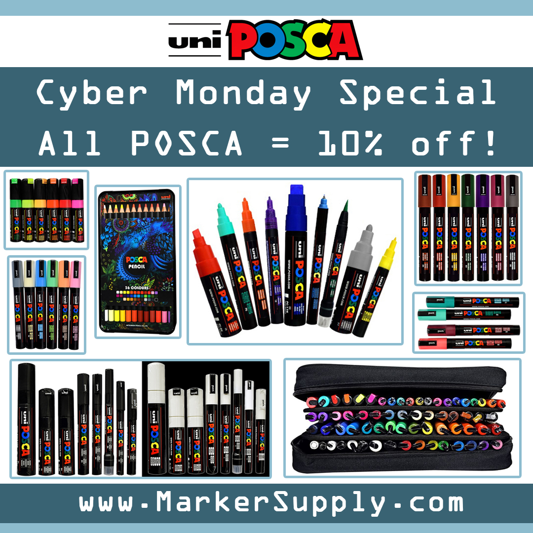 MarkerSupply on X: Today only (Nov. 28th), everything #POSCA is an extra  10% off! That includes all Posca paint markers, sets of many sizes, and  replacement tips- as well as the Posca