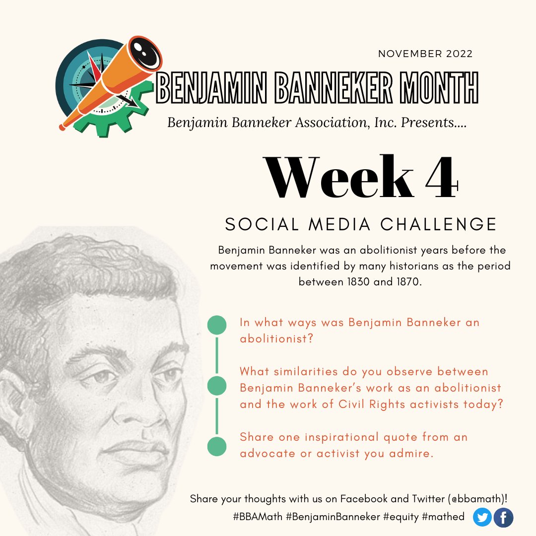 We’re closing out Benjamin Banneker Month with one last challenge! Join us for this last challenge by sharing your thoughts with us! #BBAMath #MathEd #BenjaminBanneker #Equity