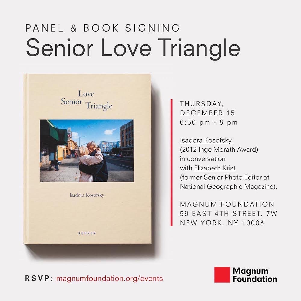 I would be so happy to see you at the @magnumfoundation for an in-person discussion and book signing for Senior Love Triangle Thursday, December 15, 2022, 6:30 - 8:00 pm w/Elizabeth Krist magnumfoundation.org/events/senior-…
