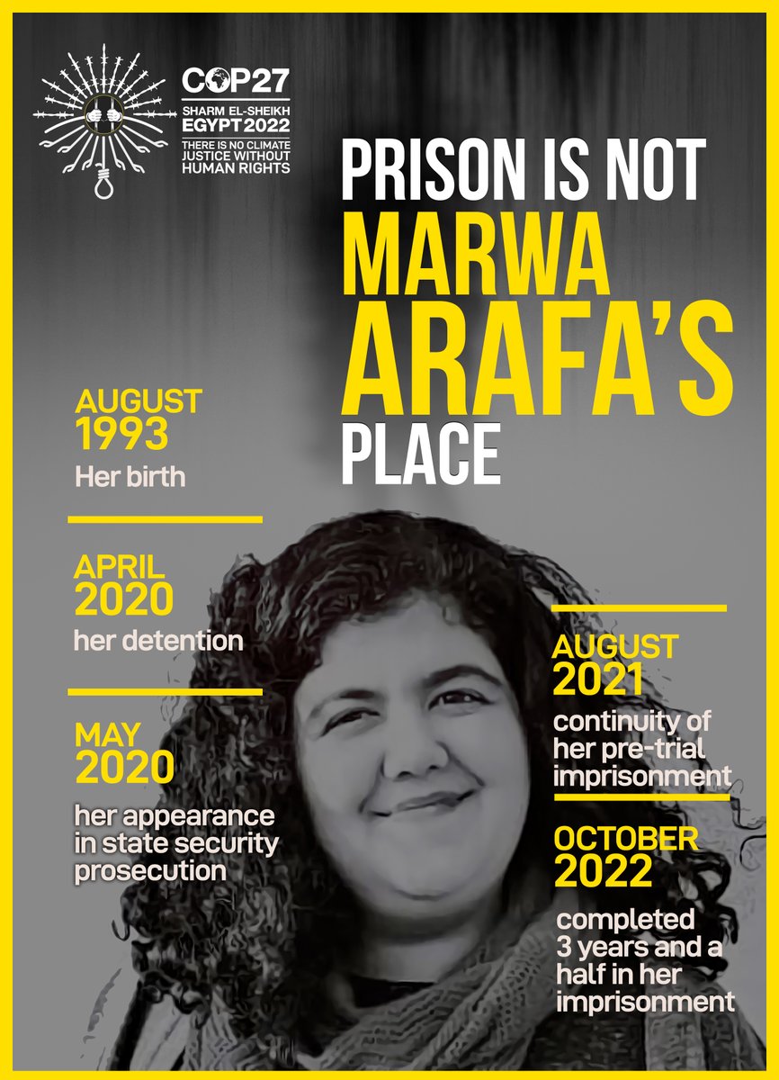 PRISON IS NOT MARWA ARAFA'S PLACE !!

#cop27egypt
#cop27Egypt2022