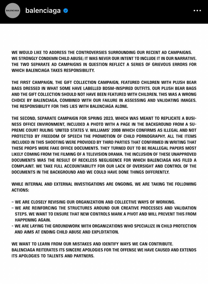 kanyestreams1's tweet photo. Balenciaga releases a statement: https://t.co/bQyM8bOjxi