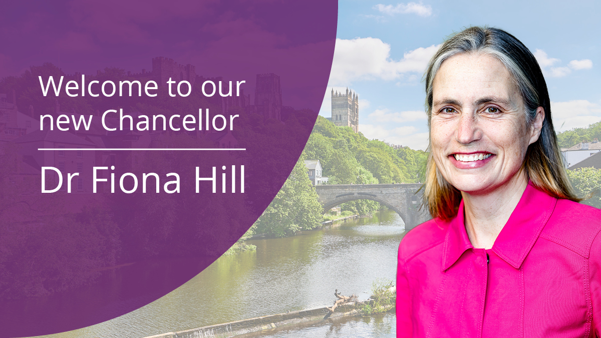 We’re thrilled to announce Fiona Hill as our next Chancellor! 

Fiona grew up in County Durham &amp; has advised US presidents as a foreign affairs specialist. 

She will be officially installed in 2023✨ 

Find out more: fal.cn/3tZ7S