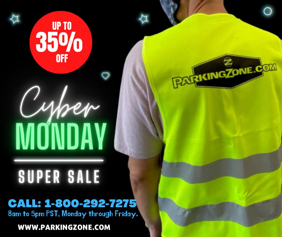 ParkingZone's tweet photo. Cyber Monday Super SALE. SAVE UP to 35% Off on THIRTY-FIVE different products. 
Shop Now! https://t.co/t1vkF3nLAD 
#cyber #monday #cybermonday #savemoney #savemoneytips #savemore #savemoremoney #parkingzone #parkingsupplies https://t.co/JK8lwra4ub