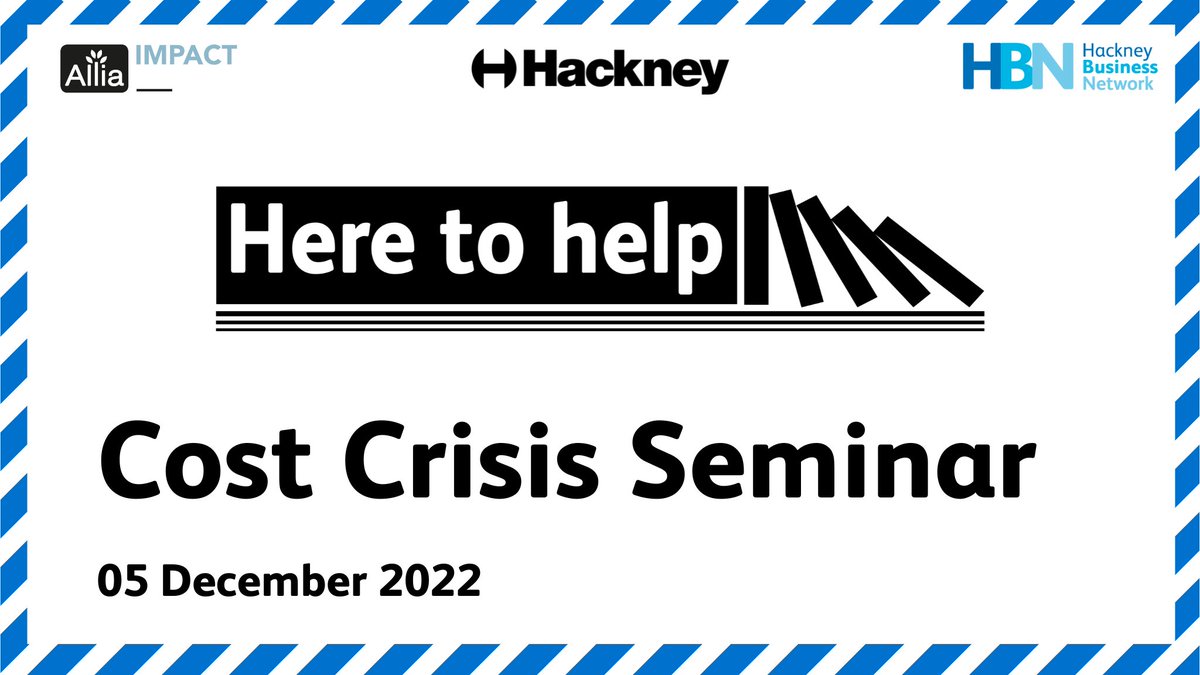 Allia (@weareallia) on Twitter photo 1 week to go!
Navigate the cost of living crisis’ impact on your business with Allia’s virtual Cost Crisis Seminar.
For #Hackney #smallbusiness owners, #freelancers, #startups & #founders.
5th December, free to attend: eventbrite.com/e/cost-of-livi…
<a href="/hackneycouncil/">Hackney Council</a> 1 week to go!
Navigate the cost of living crisis’ impact on your business with Allia’s virtual Cost Crisis Seminar.
For #Hackney #smallbusiness owners, #freelancers, #startups & #founders.
5th December, free to attend: eventbrite.com/e/cost-of-livi…
<a href="/hackneycouncil/">Hackney Council</a>