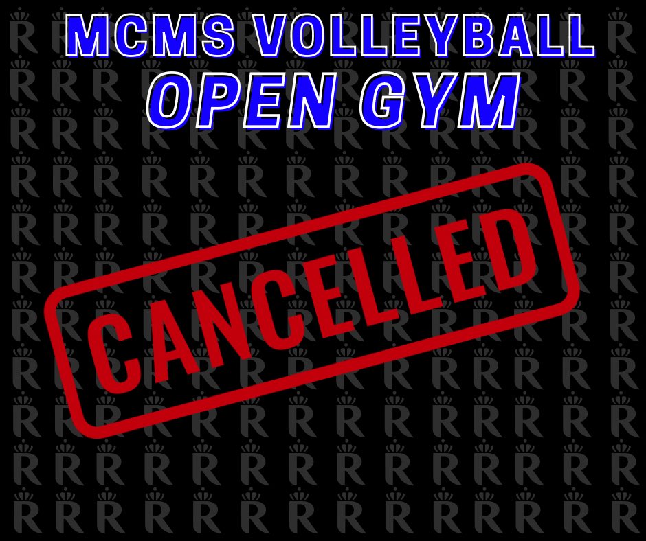 mcmsVB's tweet photo. We announced this at our last open gym but we wanted to remind everyone! Open gym for 11/29 has been cancelled! I will announce our next dates as they become available. #GoRoyals https://t.co/sUn8QDsqlq