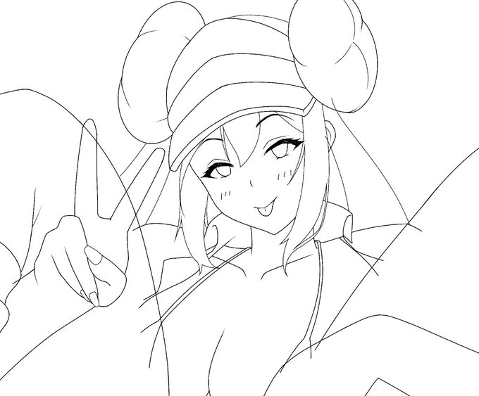 明日には線画終わりそう 