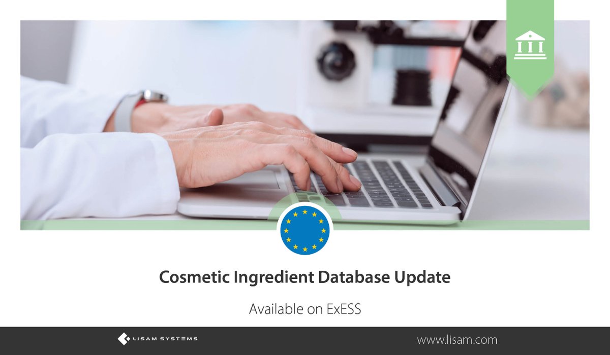 LisamSystems's tweet image. A new update of the Cosmetic Ingredient Database (#CosIng) is available for download from our #SDSAuthoring tool, #ExESS.

For more information about this update, feel free to contact us: info.eu@lisam.com