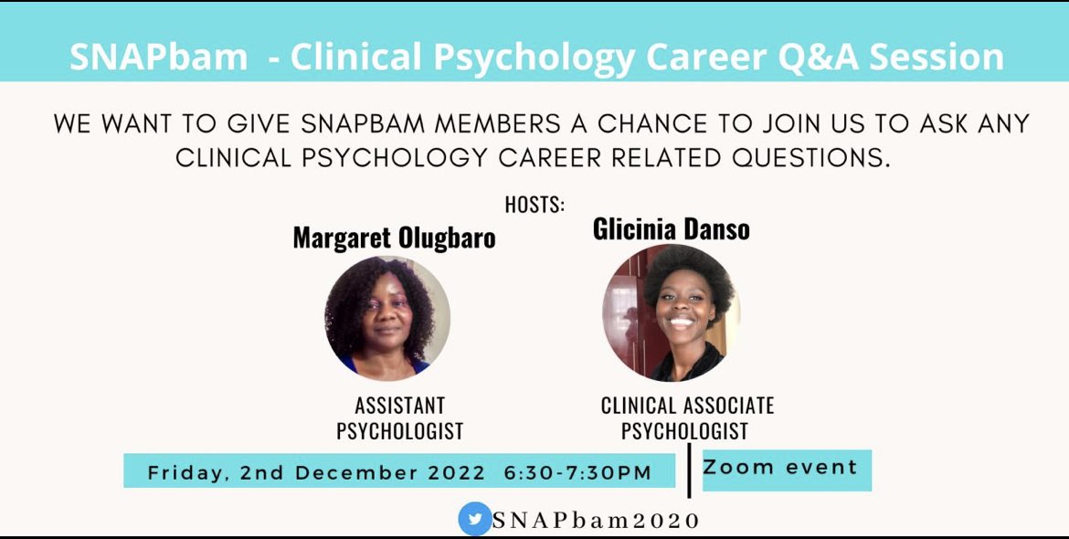 We’ve got 2 upcoming events this week! We’ve got 2 Career Q&amp;A events - an opportunity for undergraduates and graduates to ask any clinical psychology career related questions! 😊