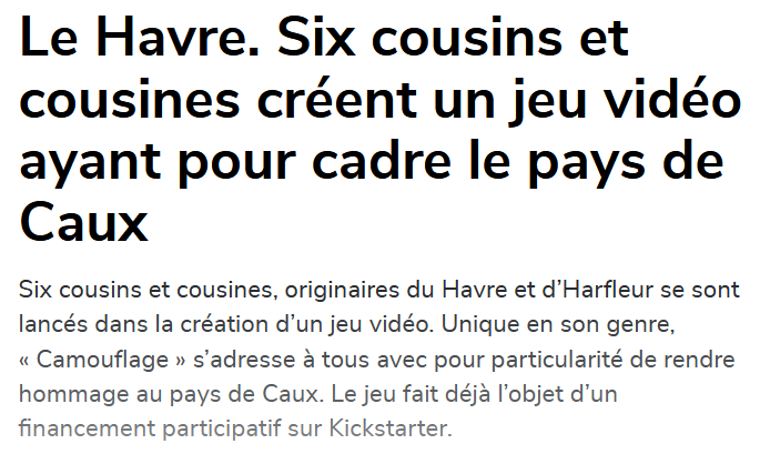 Tipula_games's tweet photo. Camouflage suscite la curiosité de la presse locale, merci à @paris_normandie pour son article sur le jeu !
Vous pouvez le retrouver juste ici :
https://t.co/No6UoYiOoD
#MadeinPaysdeCaux #MadeInGodot #GodotEngine #indiedev https://t.co/WjDplxZgC0