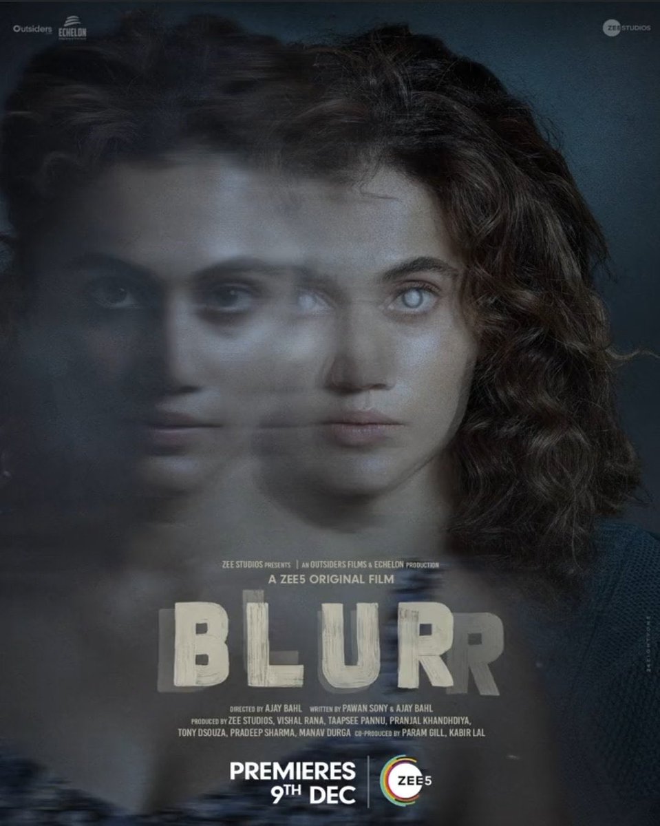 Get ready to see a world of mystery, lies and fear through her eyes. Trailer out tomorrow! #BlurrOnZEE5 #Blurr #ZEE5 @taapsee @gulshandevaiah #AjayBahl #PawanSony @ZEE5India @manish_kalra_ #OutsidersFilms @echelonmumbai @itsvishal_rana @pranjalnk @ZEE5Global