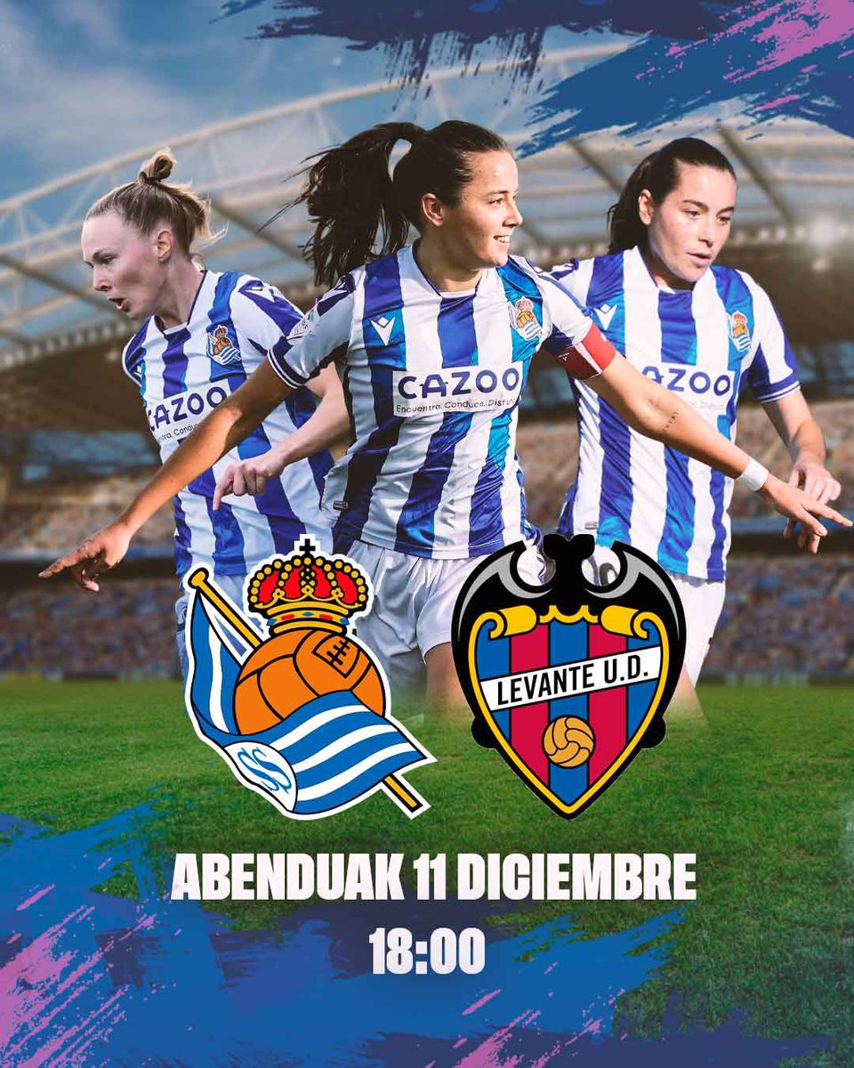🥳 Reale Arenan jokatuko dugu urteko azken neurketa! | ¡El último partido del año será en el Reale Arena! 💙

⏰ Gurekin nahi zaituztegu! | ¡Queremos que nos acompañes!

#AurreraReala #RealSociedadLevante #FinetworkLigaF