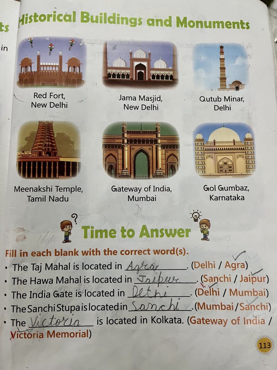 ⁦@EduMinOfIndia⁩ ⁦@dpradhanbjp⁩ ⁦@manikjuneja⁩ ⁦@ManikJuneja1⁩ Jamia Masjid, Red Fort in New Delhi & Qutab Minar in Delhi. Why are we teaching wrong to such small kids. Jamia & Red Fort are in Delhi not New Delhi