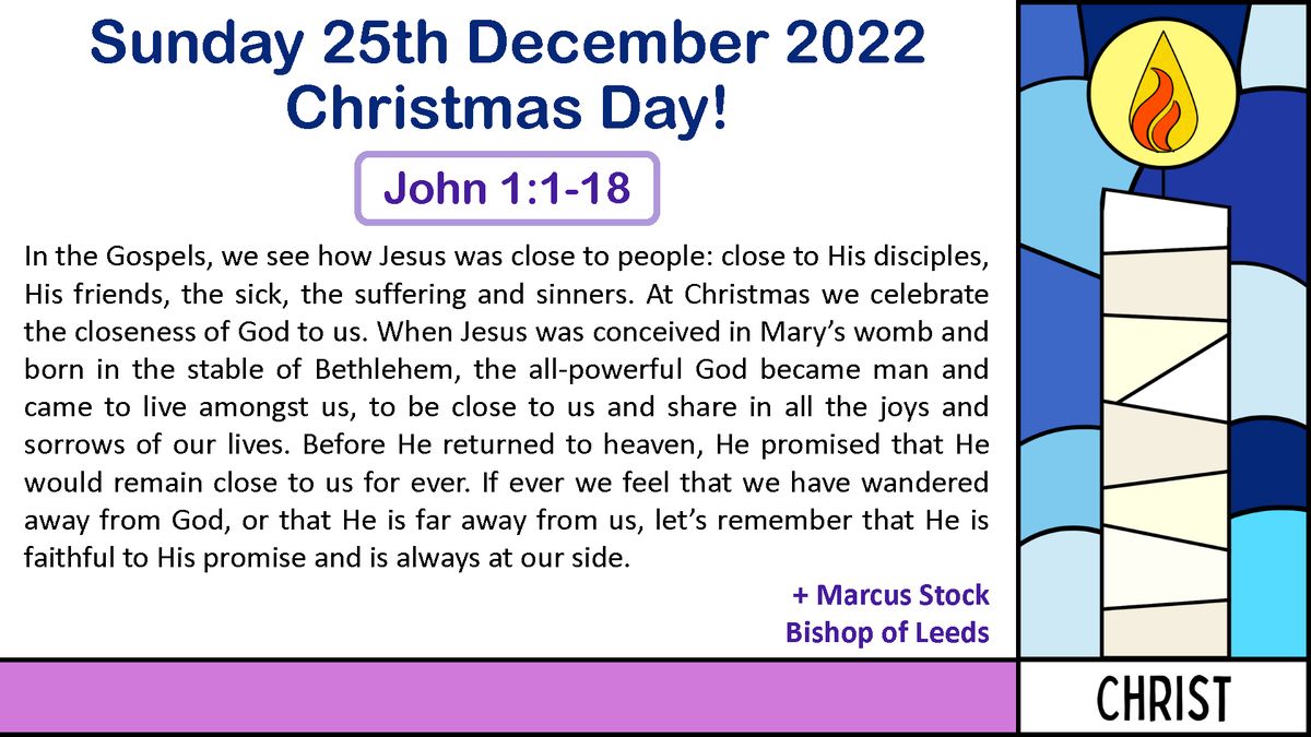 LeedsDYS's tweet photo. Happy Christmas!
Our Gospel reflection today has been written by +Marcus Stock, Bishop of the Diocese of Leeds!
#ldys #Christmas #ChristisAlive #scripture #reflection #youth https://t.co/BeTo8dKTnm
