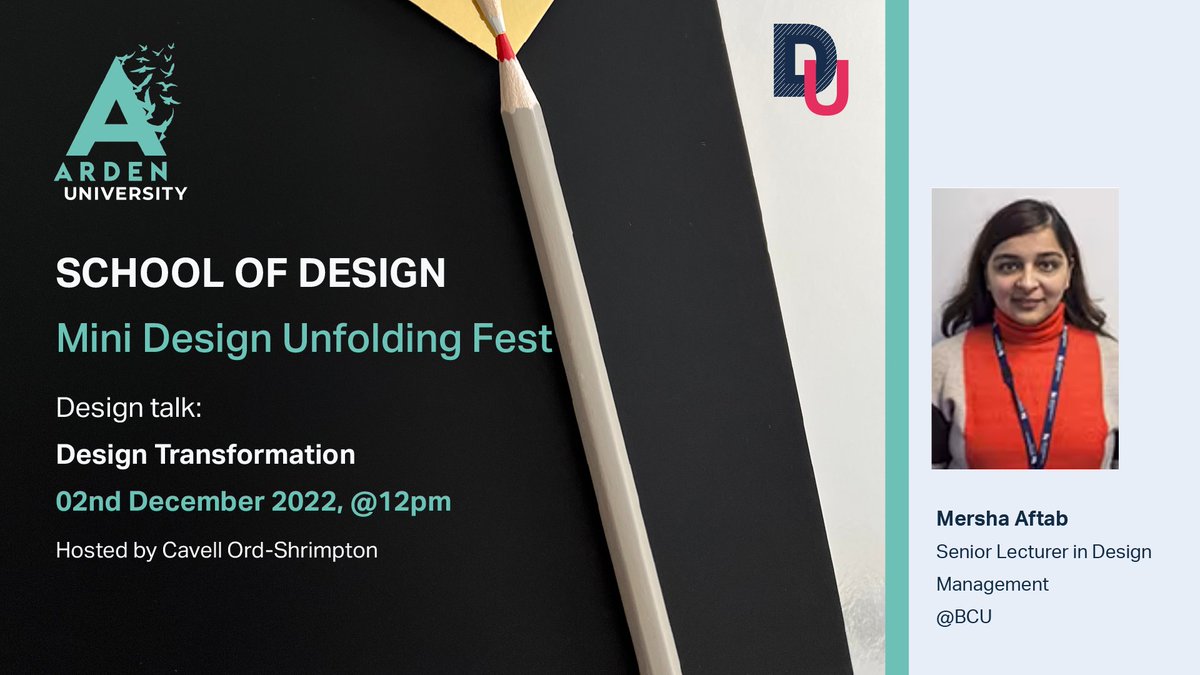Mini Fest, 01.02.22, <a href="/12pm/">nour zohbi</a> with Mersha Aftab from Birmingham City University hosted by Cavell Ord-Shrimpton.
Design Transformation
Email us for link schoolofdesign@arden.ac.uk
#ArdenUniGraphic #advertising #design #designunfolding
