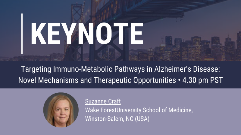 CTADconference's tweet photo. Don’t miss today’s keynote address at 4:30 pm PST on Targeting Immuno-Metabolic Pathways in Alzheimer’s Disease: Novel Mechanisms and Therapeutic Opportunities from Suzanne Craft

@wakeforestmed #CTAD22 #alzheimer #AD #dementia #brainhealth https://t.co/XDPIZwqzUX