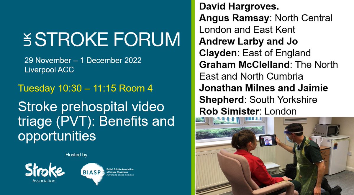 HargrovesDavid's tweet photo. < 24hrs to go #UKSF22
Come and hear from @angusramsay @joclayden @SYISDN @uclh @NHSEngland on how #StrokePVT is transforming care for patients & ambulance teams across England. Reduction in admissions & for those who do need time dependent hyper acute care-quicker interventions! https://t.co/t3XPpBKHzC