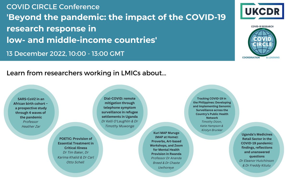 We can't wait to hear from this fantastic line-up of presenters on their diverse #COVID19 research topics What will you learn? 🎟️Beyond the pandemic: the impact of the COVID-19 research response in low- and middle-income countries 📅 13 Dec 2022 bit.ly/3NRp8ql