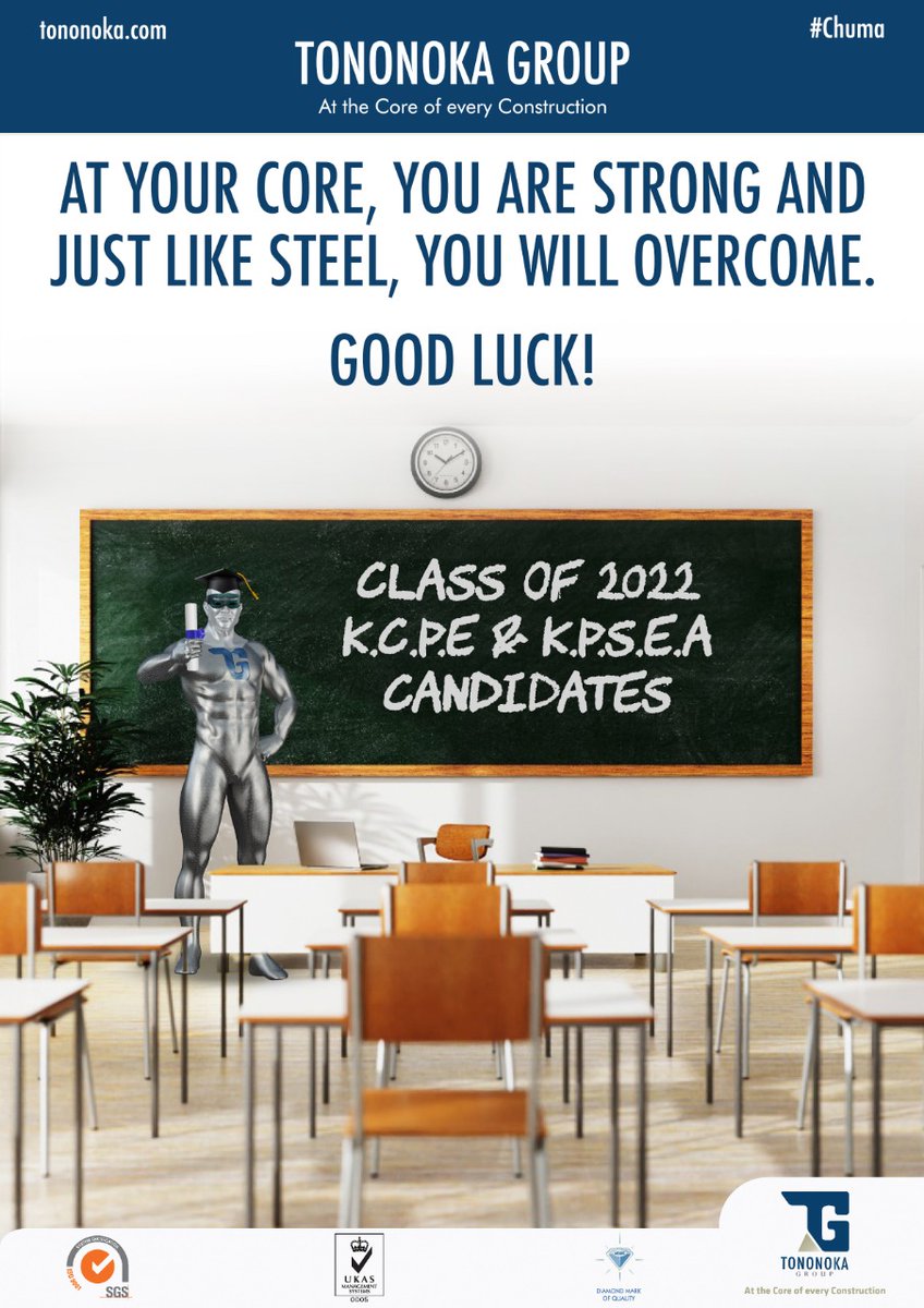 At your core you are like steel, you will overcome,
stay confident throughout.
In our eyes, you have already won.
Good luck K.C.P.E &amp; K.P.S.E.A candidates.
#chuma #ExamResults2022 #KCPE2022 #kpsea2022