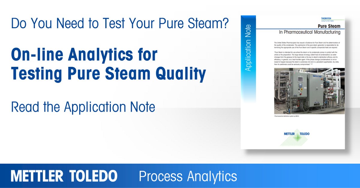 mettlertoledo's tweet image. Do you need to confirm the quality of Pure Steam condensate? Download your copy of our application note and find out the tests and requirements for Pure Steam. #PureSteam #PharmaManufacturing #TOC #Conductivity  okt.to/avHL38