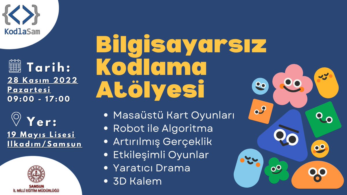 samsunmem's tweet photo. Müdürlüğümüzce yürütülen #Kodlasam projesi kapsamında, Bilgisayarsız Kodlama eğitimimiz tamamlandı. Eğitim kapsamında; Arttırılmış Gerçeklik, Etkileşimli Oyunlar, Robot ile Algoritma, 3D Kalem uygulamaları öğretmenlerimizce gerçekleştirildi. @muratagar60 @zulkifdagli https://t.co/9sb8dD1Xw3