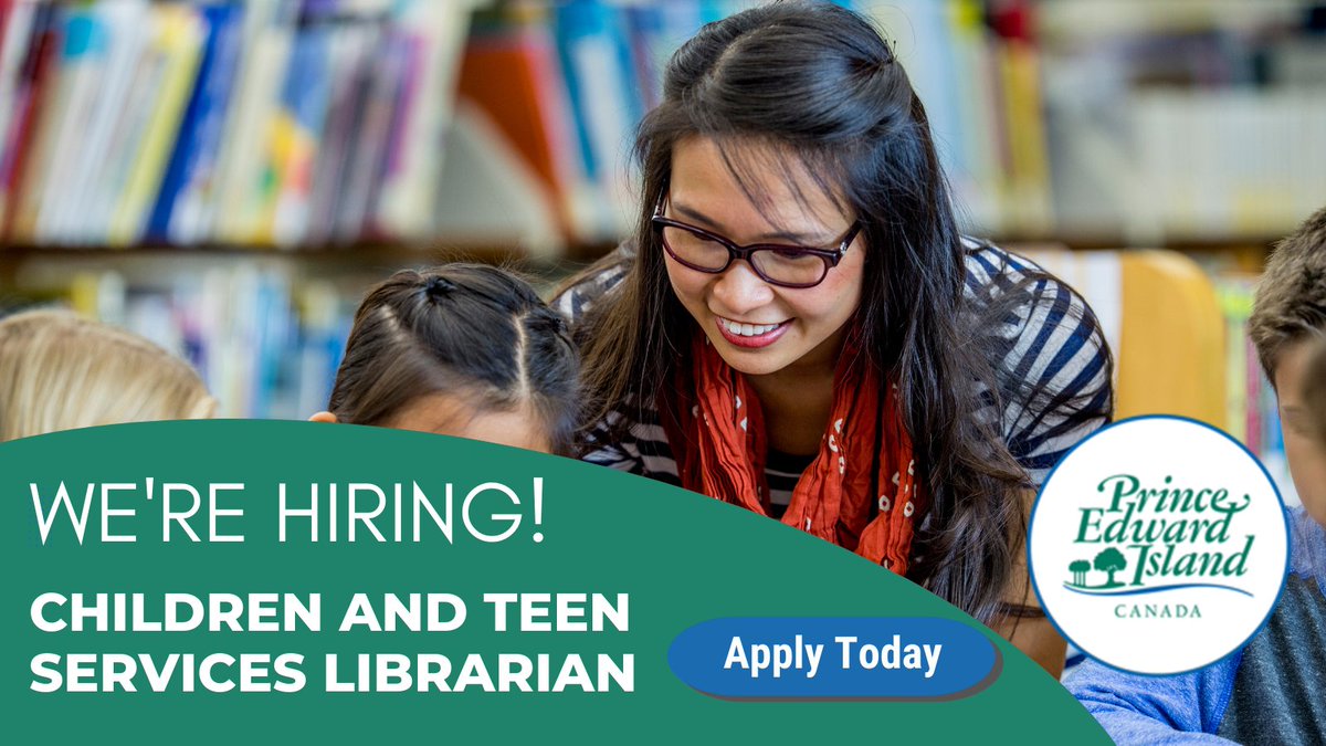 The Government of Prince Edward Island is hiring a Children and Teen Services Librarian!

☑️ $28 - $35 an hour
☑️ Full Time Permanent
☑️ Brand New Library
☑️ Pension and Benefits
☑️ and much more!

Click here to apply today: 
gov.pe.ca/jobs/api/posit…

#Hiring #Librarian #PEI