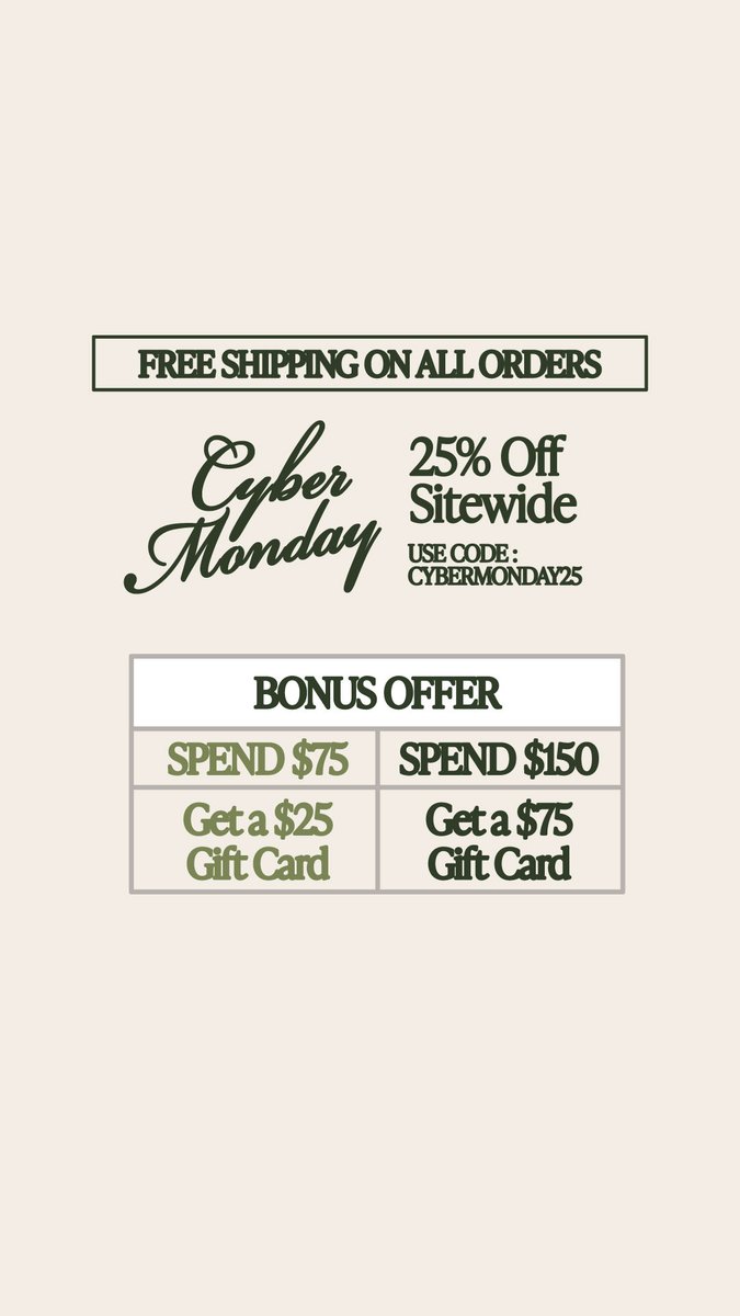 Happy Cyber Monday! Treat yourself to 25% off sitewide + free shipping on all orders 😍 Plus, spend $75 &amp; get a $25 gift card or spend $150 &amp; get a $75 gift card! 
whereimfrom.com/product-catego…