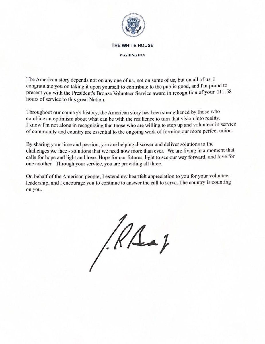 Honored to receive this (1st mail w/ White House logo) working w/ 7th grade boys weekly &amp; was awarded this for the time I’ve spent with them. If you have thought about volunteering and haven’t, DO IT! I promise, you get as much out of it than them. #thepresidentsvolunteeraward