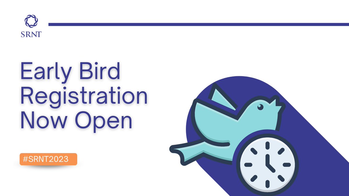 As you can tell, we are so excited to see you all at the #SRNT2023 Annual Meeting in-person in San Antonio, March 1-4! Registration is NOW OPEN. Save $100s when you register using early bird discounts. srnt.org/page/2023_Regi…