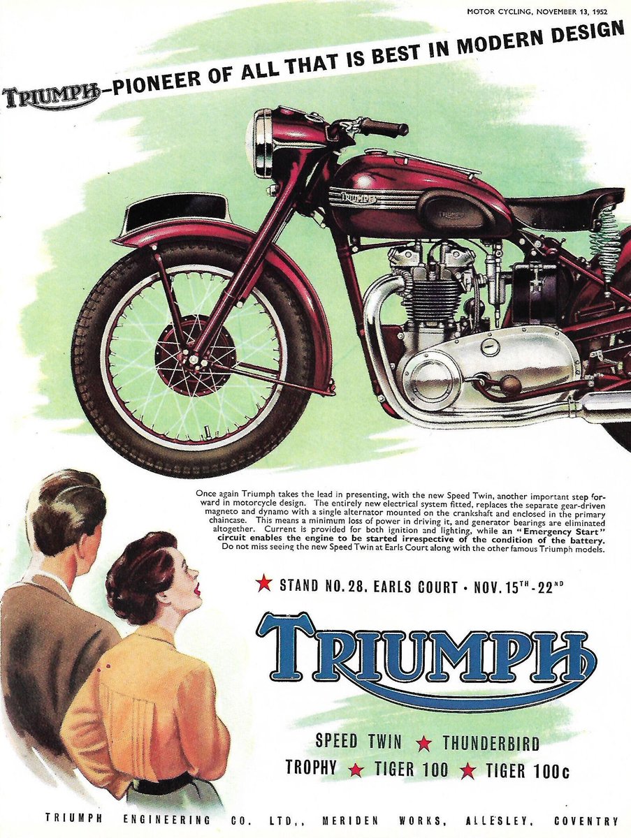 RetroAdvertsUK's tweet photo. Pioneer of all that is best. The latest addition to my #etsy shop: Triumph Motorcycle Print 1952, Original Advertising Wall Art https://t.co/nngTPuuskG #men #dad #father #gift #present #triumph #motorcycle #print #fifties #retroadverts https://t.co/QdxPthjThE