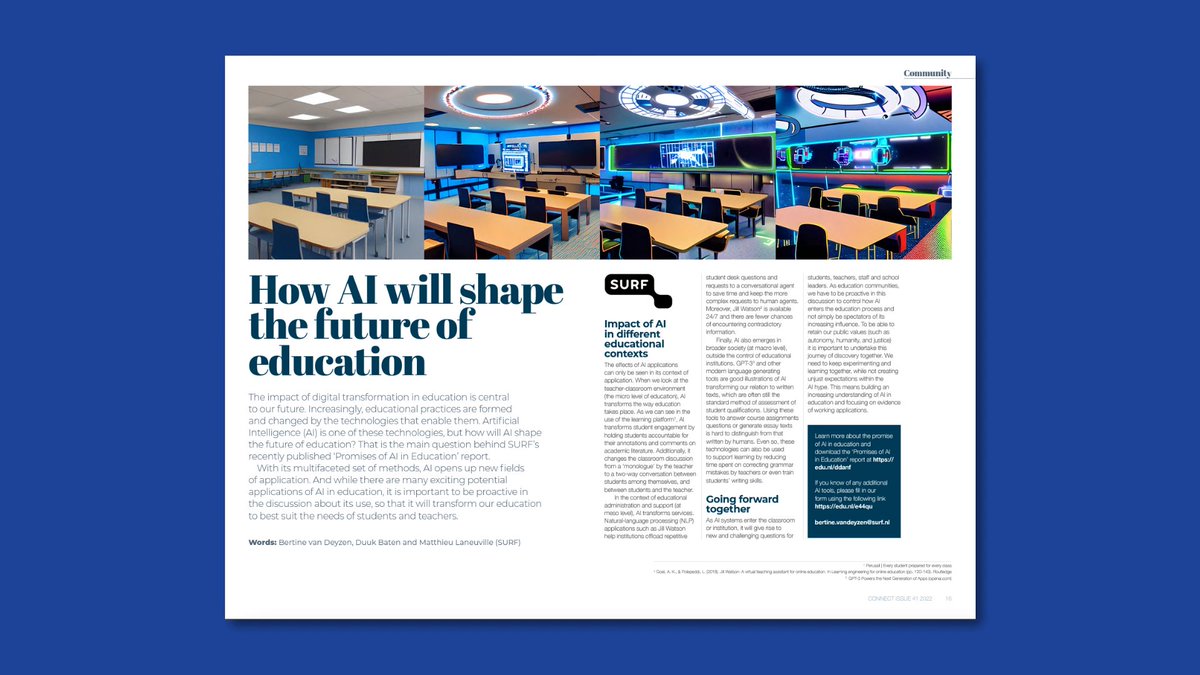 GEANTnews's tweet photo. The way #education is delivered is changing⚡️What role will #ArtificialIntelligence play?
@SURF_NL explores exciting potential applications of #AI but also the importance of being proactive in the conversation on its use in education.
More on #CONNECT41📰https://t.co/gSLvpL1nT3 https://t.co/FdmlN7KACk