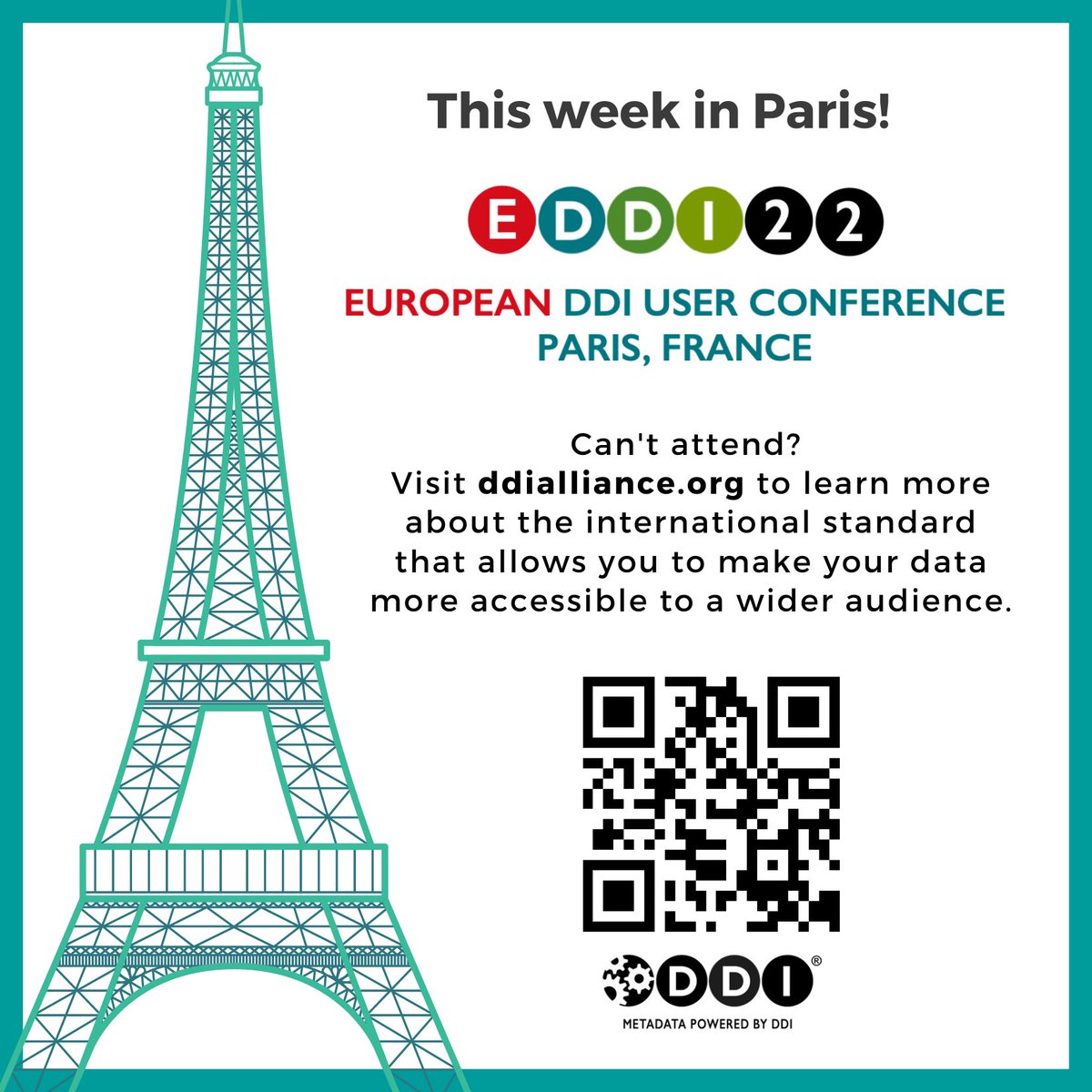 The European DDI User Conference starts today! There are excellent presentations on the program eddi22.sciencesconf.org/program this week.

Can’t attend? Visit ddialliance.org to learn more about the #MetadataStandard to make your #data more accessible.

#EDDI22 #DDIAlliance
