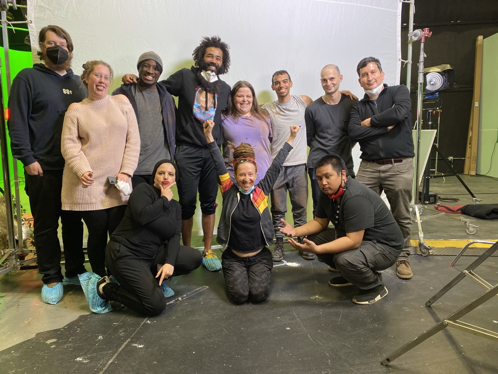 YorkMotion's tweet photo. Cast and Crew! Playing in the virtual sandbox with @cfccreates at @YorkMotion An immersive collaboration w Canadian Film Centre, @YorkUCMA, & York U Motion Media Studio at #Cinespace #YUMMS @YorkuAMPD @MagalixSimard @punkfilmsnow #teamwork #greenscreen #innovation #VirtualReality https://t.co/U3cvPdGR17