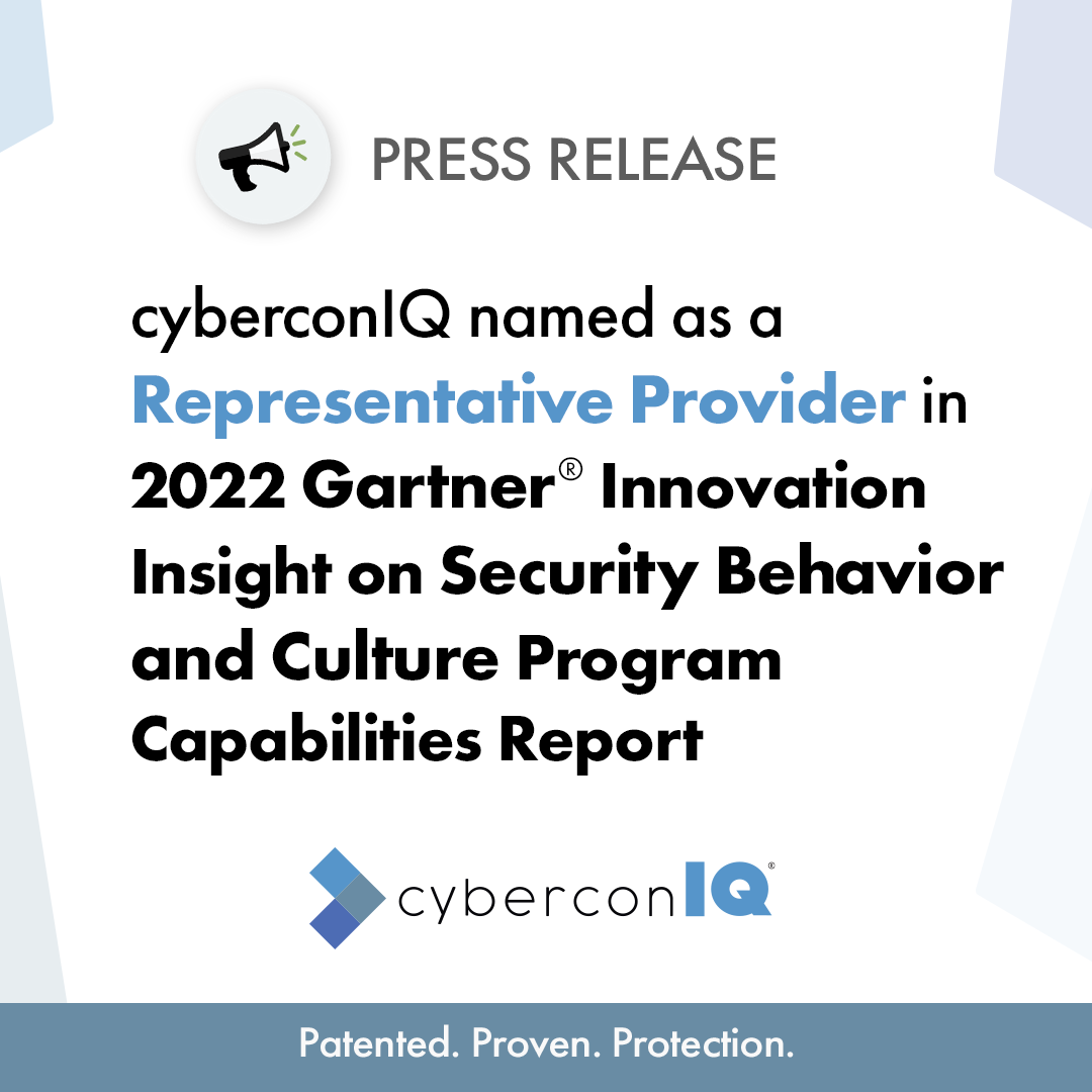 cyberconiq's tweet photo. cyberconIQ named as a Representative Provider in 2022 Gartner® Report https://t.co/KcBW8rQEEU
Discover how our Patented, Proven approach sets us apart from generic Security Awareness Training offerings. 

#Gartner #pressrelease #securitybehavior #ssecurityculture #cyberconIQ https://t.co/DmjgoEzWBV