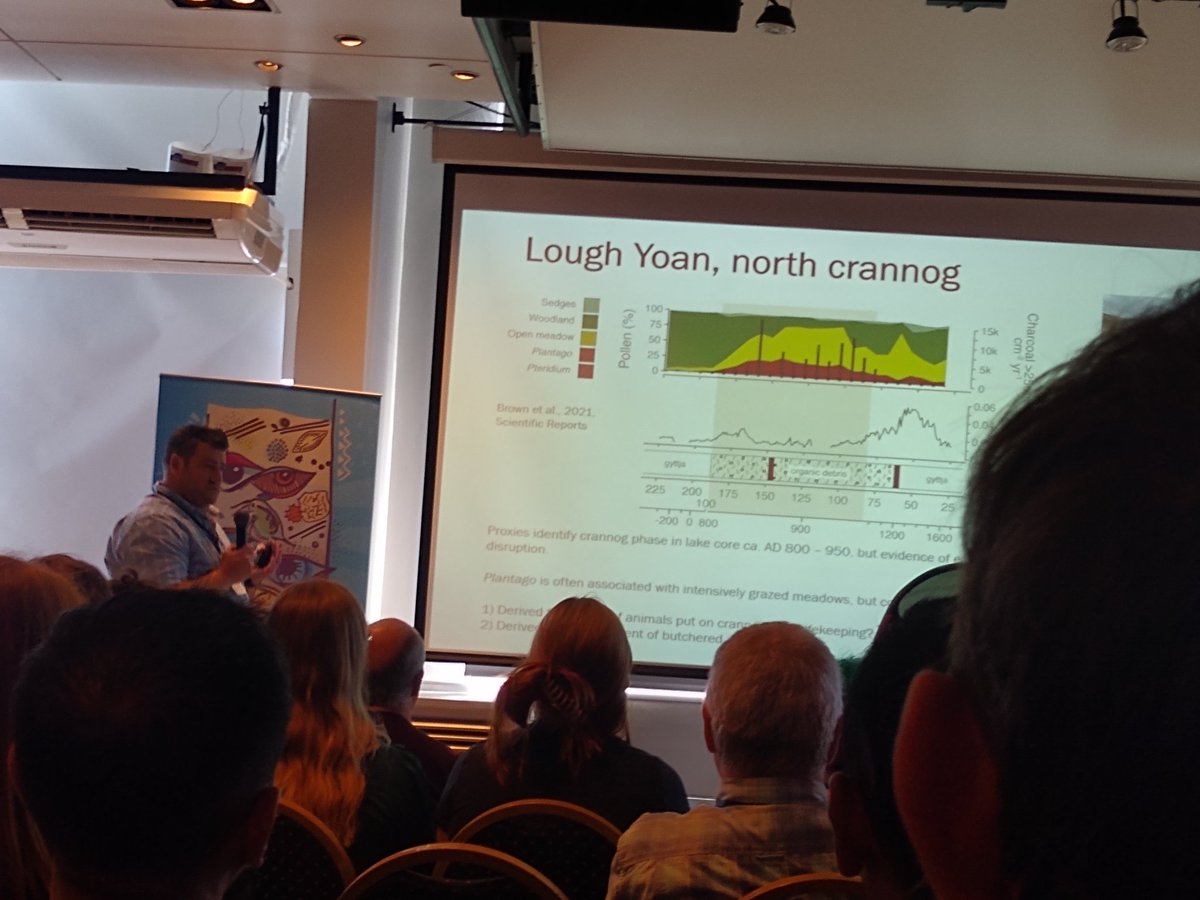 Suz_McG's tweet photo. The long-awaited #ialipa2022 congress is underway with @palaeoisotopes talking horse faeces. Fascinating mix of sterol, bile acids and sedDNA used to detect human impacts around #crannogs https://t.co/6jkMwKjPfI