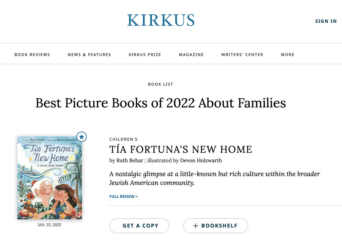 Erika Dreifus (@erikadreifus) on Twitter photo <a href="/MattiFriedman/">Matti Friedman</a> <a href="/Variety/">Variety</a> Absolutely thrilled to find TÍA FORTUNA'S NEW HOME by @RuthBehar with illustrations by @devon_holzwarth on this <a href="/KirkusReviews/">Kirkus Reviews</a> list (especially during #JewishBookMonth).
For my own praise, see this via <a href="/MomentMagazine/">Moment Magazine</a>: momentmag.com/new-jewish-kid… <a href="/MattiFriedman/">Matti Friedman</a> <a href="/Variety/">Variety</a> Absolutely thrilled to find TÍA FORTUNA'S NEW HOME by @RuthBehar with illustrations by @devon_holzwarth on this <a href="/KirkusReviews/">Kirkus Reviews</a> list (especially during #JewishBookMonth).
For my own praise, see this via <a href="/MomentMagazine/">Moment Magazine</a>: momentmag.com/new-jewish-kid…