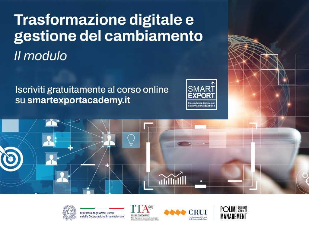 ItalyMFA's tweet photo. Come implementare una strategia di export attraverso un sito ecommerce?
Segui gratuitamente il corso online #SmartExport “Trasformazione digitale e gestione del cambiamento - II modulo” organizzato dalla PoliMi Graduate School of Management 👇
https://t.co/oce16obBxG https://t.co/W0oCKR3eVZ