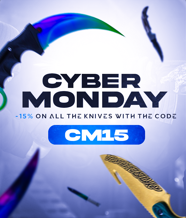 📢#CyberMonday

Only today, get 15% off on all our IRL CSGO knives with the code CM15 ! 💥

It's time to get yours now 👉knify.gg