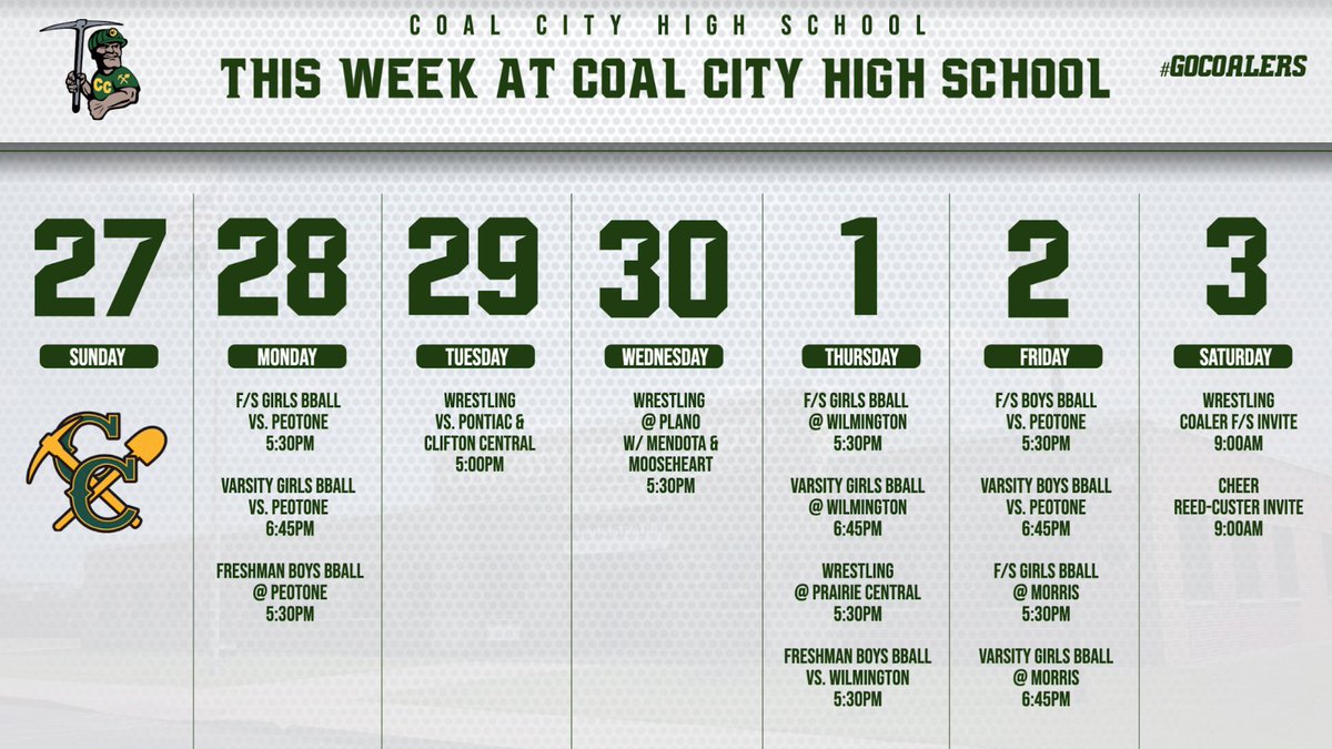 ⚒️⛏️Coal City High Athletic Events the week of Nov. 28th