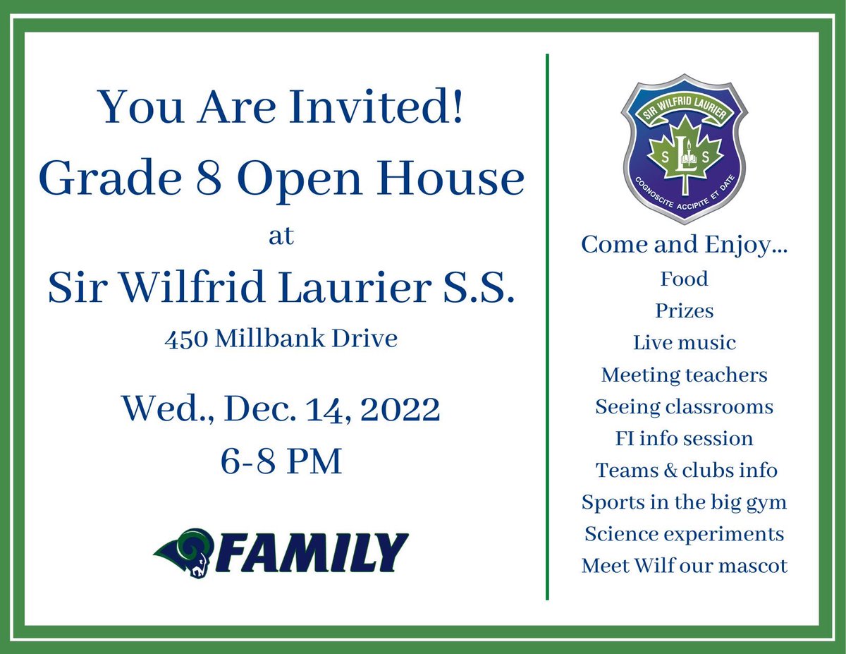 It’s coming…Grade 8 Open House!  Can’t wait to see you there! 🐏