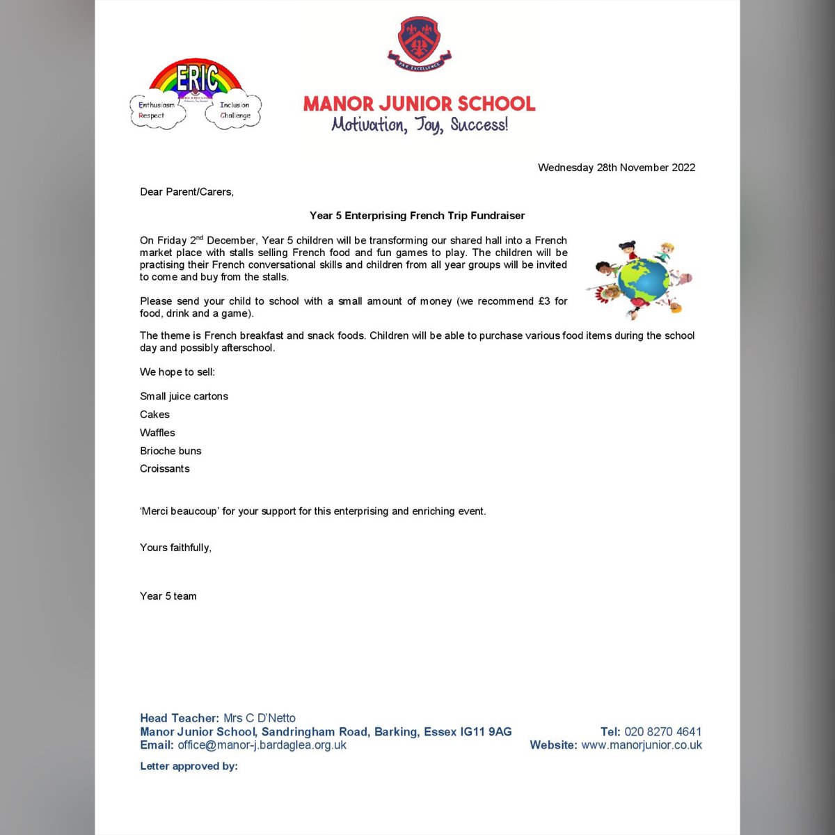 🇫🇷 Year 5 will be transforming the shared hall into a French marketplace on Friday 2nd December. Please see letter for more details. | Any donations of food, drinks or sweets would be greatly appreciated too. 

#year5 #francetrip #frenchmarket  #games #food #drinks #vibes #MJS